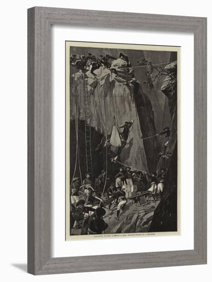 Mountain Battery Climbing a Pass, Hoisting Mules Up a Precipice-null-Framed Giclee Print