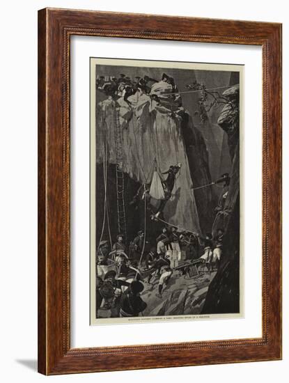 Mountain Battery Climbing a Pass, Hoisting Mules Up a Precipice-null-Framed Giclee Print