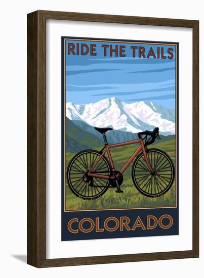 Mountain Bike - Colorado-Lantern Press-Framed Premium Giclee Print