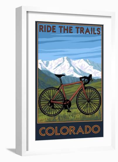 Mountain Bike - Colorado-Lantern Press-Framed Premium Giclee Print