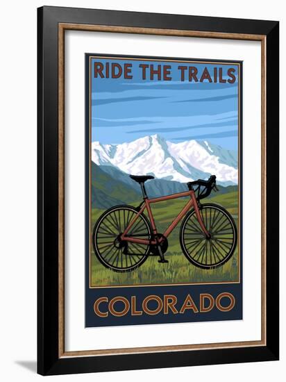 Mountain Bike - Colorado-Lantern Press-Framed Art Print