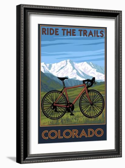 Mountain Bike - Colorado-Lantern Press-Framed Art Print