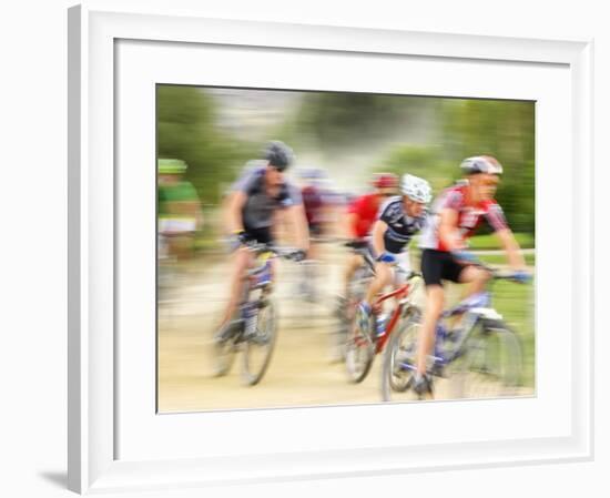 Mountain Bike Race, Bannockburn, near Cromwell, Central Otago, South Island, New Zealand-David Wall-Framed Photographic Print