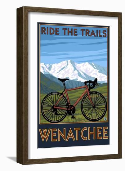 Mountain Bike Scene - Wenatchee, WA-Lantern Press-Framed Art Print