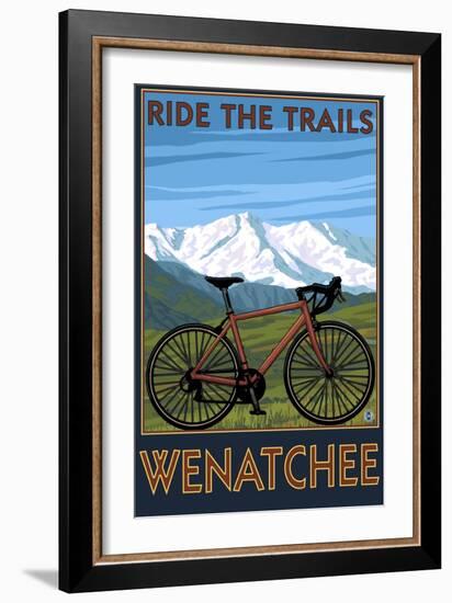 Mountain Bike Scene - Wenatchee, WA-Lantern Press-Framed Art Print