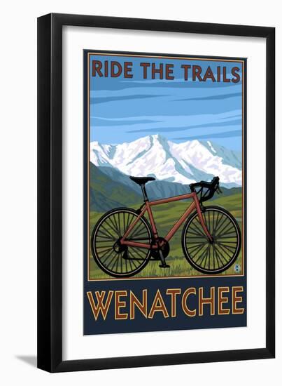 Mountain Bike Scene - Wenatchee, WA-Lantern Press-Framed Art Print