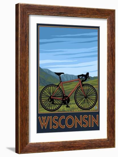 Mountain Bike Scene - Wisconsin-Lantern Press-Framed Art Print