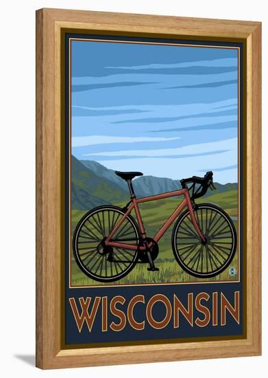 Mountain Bike Scene - Wisconsin-Lantern Press-Framed Stretched Canvas