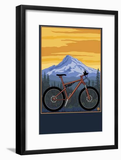 Mountain Bike Scene-Lantern Press-Framed Art Print