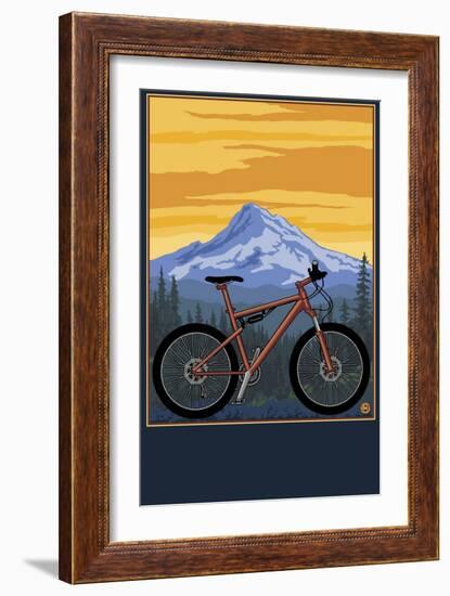 Mountain Bike Scene-Lantern Press-Framed Art Print