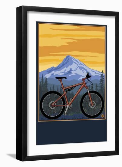 Mountain Bike Scene-Lantern Press-Framed Art Print