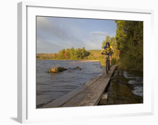 Mountain Biker along The Red Trail, Copper Harbor, Michigan, USA-Chuck Haney-Framed Photographic Print