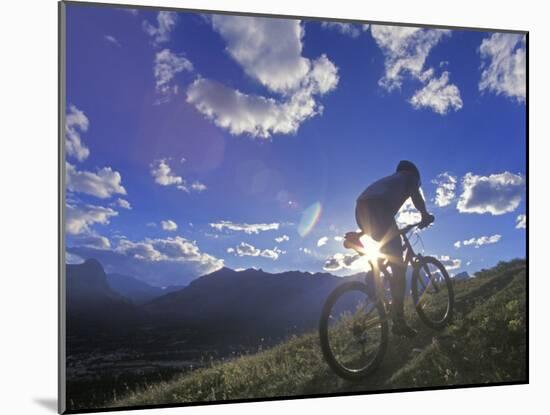 Mountain Biker at Sunset, Canmore, Alberta, Canada-Chuck Haney-Mounted Photographic Print