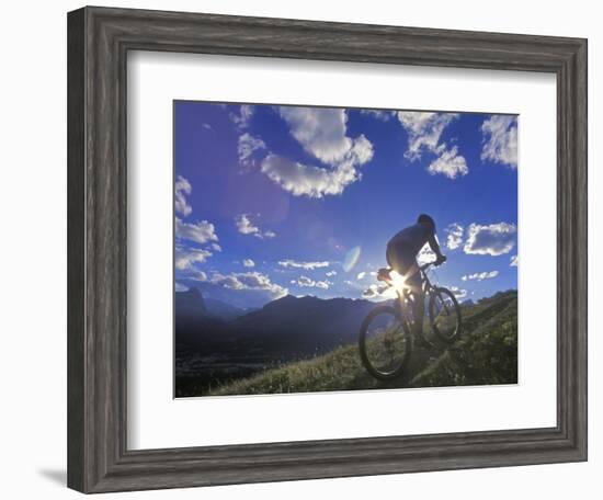 Mountain Biker at Sunset, Canmore, Alberta, Canada-Chuck Haney-Framed Photographic Print