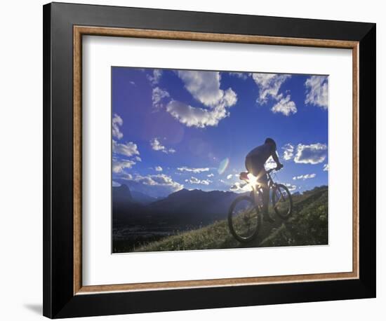 Mountain Biker at Sunset, Canmore, Alberta, Canada-Chuck Haney-Framed Photographic Print