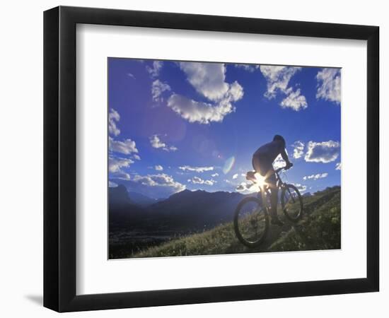 Mountain Biker at Sunset, Canmore, Alberta, Canada-Chuck Haney-Framed Photographic Print