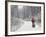 Mountain Biker Bringing Home the Family Christmas Tree, Whitefish, Montana, USA-Chuck Haney-Framed Photographic Print