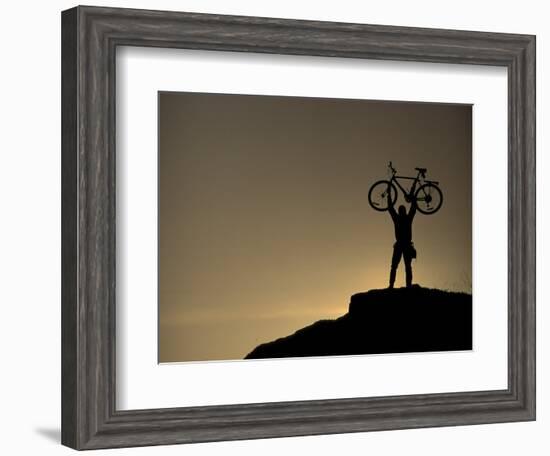 Mountain Biker on Cliffs, Turnagain Arm, Alaska, USA-Paul Souders-Framed Photographic Print