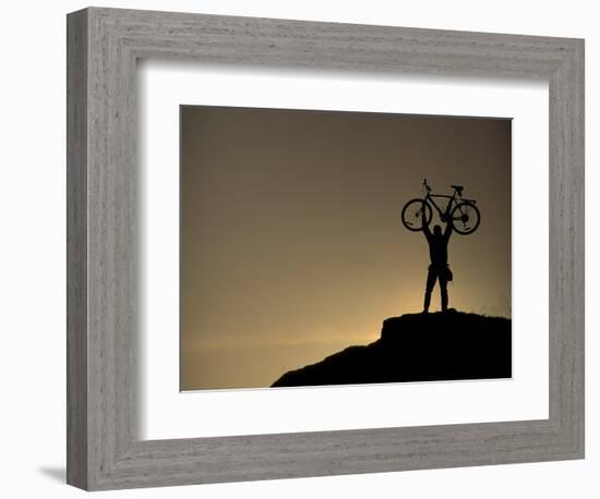 Mountain Biker on Cliffs, Turnagain Arm, Alaska, USA-Paul Souders-Framed Photographic Print