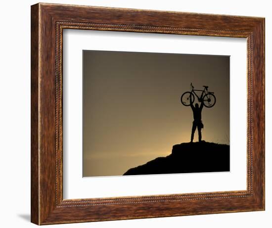 Mountain Biker on Cliffs, Turnagain Arm, Alaska, USA-Paul Souders-Framed Photographic Print