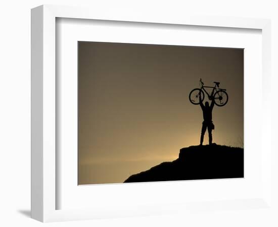 Mountain Biker on Cliffs, Turnagain Arm, Alaska, USA-Paul Souders-Framed Photographic Print