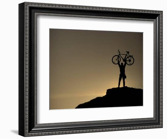 Mountain Biker on Cliffs, Turnagain Arm, Alaska, USA-Paul Souders-Framed Photographic Print