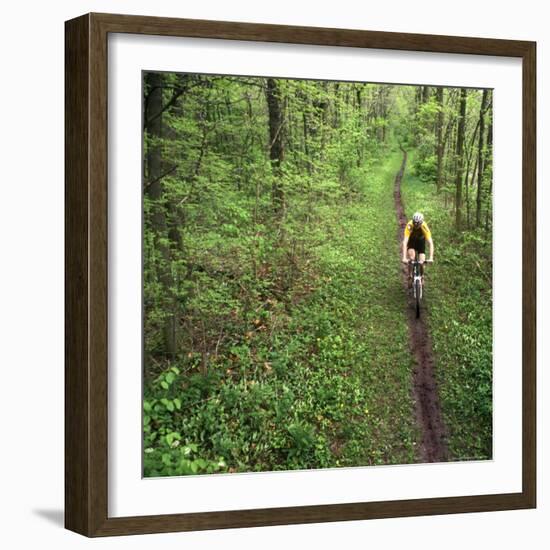 Mountain Biker on the Erie Canal Trail, Defiance, Ohio, USA-Chuck Haney-Framed Photographic Print