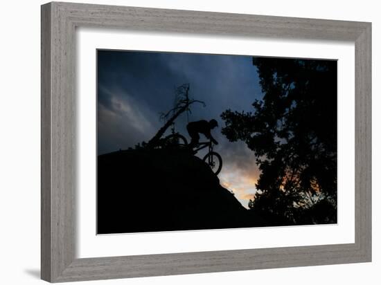 Mountain Biker Rides At Sunrise Near Leavenworth, Washington-Jay Goodrich-Framed Photographic Print