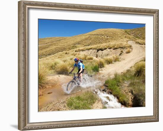 Mountain Bikers, Carrick Track, Carrick Range, Central Otago, South Island, New Zealand-David Wall-Framed Photographic Print