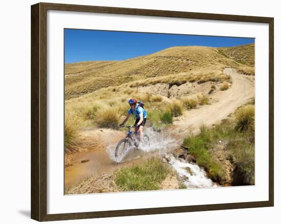 Mountain Bikers, Carrick Track, Carrick Range, Central Otago, South Island, New Zealand-David Wall-Framed Photographic Print