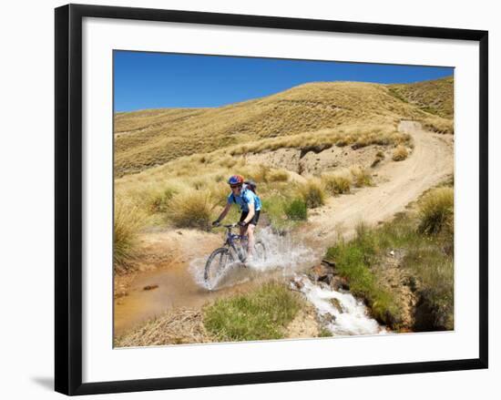 Mountain Bikers, Carrick Track, Carrick Range, Central Otago, South Island, New Zealand-David Wall-Framed Photographic Print