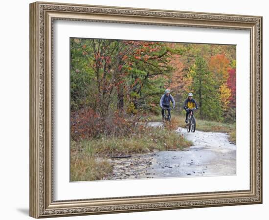 Mountain Bikers on the Slickrock of Dupont State Forest in North Carolina, USA-Chuck Haney-Framed Photographic Print