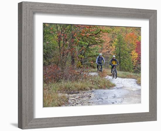 Mountain Bikers on the Slickrock of Dupont State Forest in North Carolina, USA-Chuck Haney-Framed Photographic Print