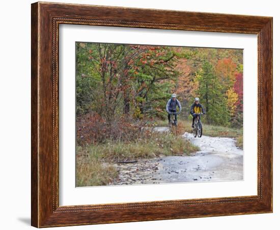 Mountain Bikers on the Slickrock of Dupont State Forest in North Carolina, USA-Chuck Haney-Framed Photographic Print