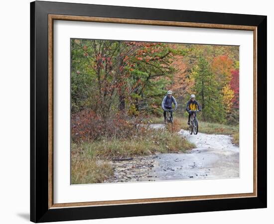 Mountain Bikers on the Slickrock of Dupont State Forest in North Carolina, USA-Chuck Haney-Framed Photographic Print