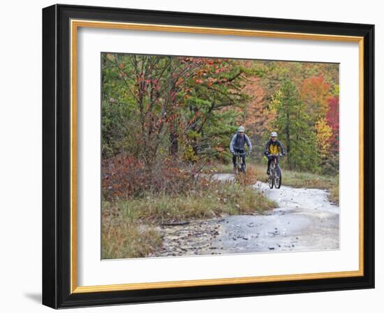 Mountain Bikers on the Slickrock of Dupont State Forest in North Carolina, USA-Chuck Haney-Framed Photographic Print