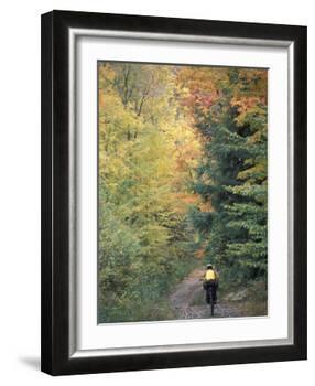 Mountain Biking on Old Logging Road of Rice Hill, Green Mountains, Vermont, USA-Jerry & Marcy Monkman-Framed Photographic Print