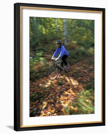 Mountain Biking on Old Logging Road of Rice Hill, Green Mountains, Vermont, USA-Jerry & Marcy Monkman-Framed Photographic Print