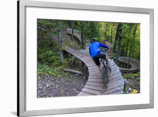 Mountain biking on the Over the Edge Trail, Copper Harbor, Michigan-Chuck Haney-Framed Photographic Print