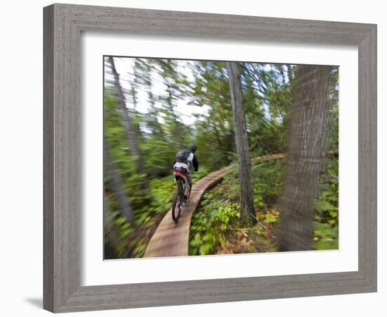 Mountain biking on the Stairway to Heaven Trail in Copper Harbor, Michigan, USA-Chuck Haney-Framed Photographic Print