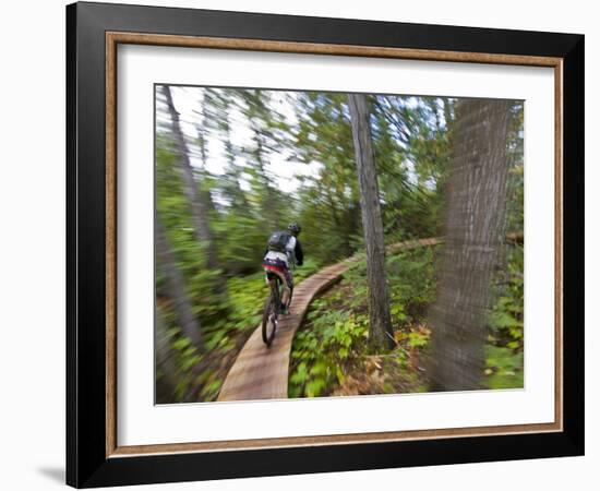 Mountain biking on the Stairway to Heaven Trail in Copper Harbor, Michigan, USA-Chuck Haney-Framed Photographic Print