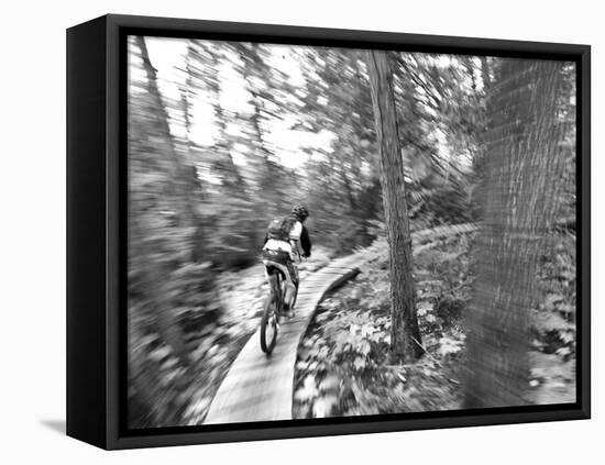 Mountain biking on the Stairway to Heaven Trail in Copper Harbor, Michigan, USA-Chuck Haney-Framed Premier Image Canvas