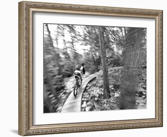 Mountain biking on the Stairway to Heaven Trail in Copper Harbor, Michigan, USA-Chuck Haney-Framed Photographic Print