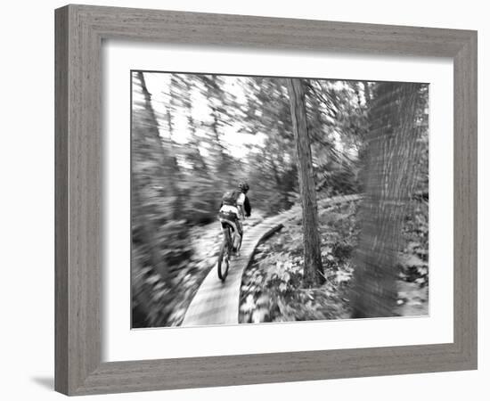 Mountain biking on the Stairway to Heaven Trail in Copper Harbor, Michigan, USA-Chuck Haney-Framed Photographic Print