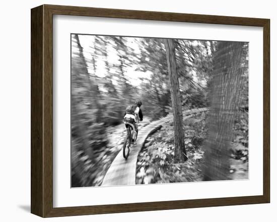 Mountain biking on the Stairway to Heaven Trail in Copper Harbor, Michigan, USA-Chuck Haney-Framed Photographic Print