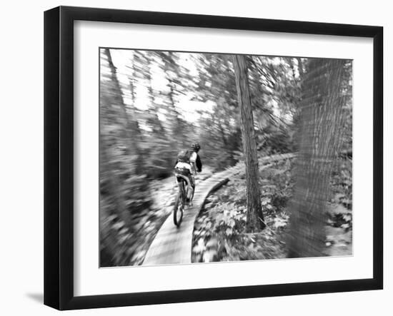 Mountain biking on the Stairway to Heaven Trail in Copper Harbor, Michigan, USA-Chuck Haney-Framed Photographic Print