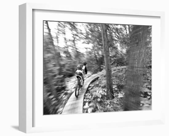 Mountain biking on the Stairway to Heaven Trail in Copper Harbor, Michigan, USA-Chuck Haney-Framed Photographic Print