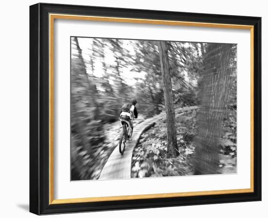 Mountain biking on the Stairway to Heaven Trail in Copper Harbor, Michigan, USA-Chuck Haney-Framed Photographic Print