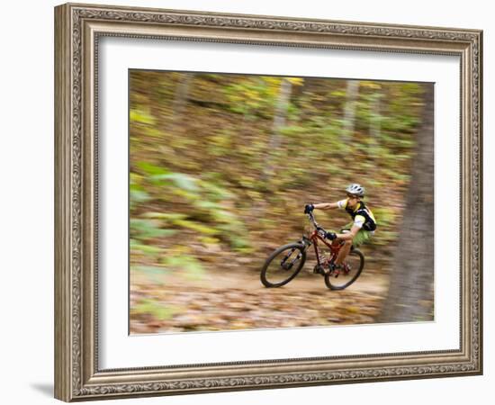 Mountain Biking on the Thompson Loop, Tsali Recreation Area, North Carolina, USA-Chuck Haney-Framed Photographic Print