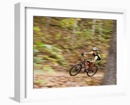 Mountain Biking on the Thompson Loop, Tsali Recreation Area, North Carolina, USA-Chuck Haney-Framed Photographic Print